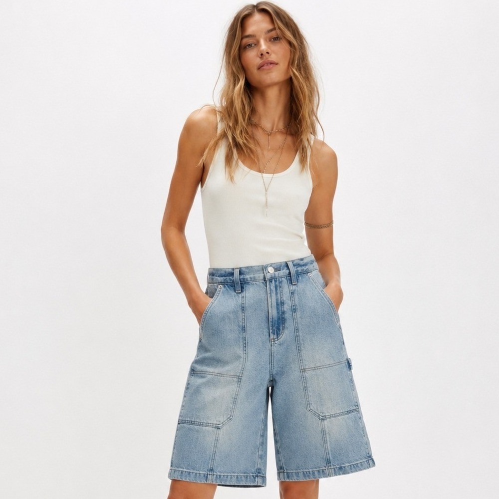 Pistola Carter High Rise Utility Shorts 24 Wimbledon Light Blue Denim Carpenter